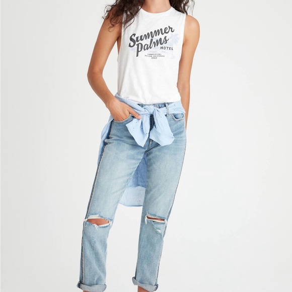 Pilcro Anthropologie Side Stripe Mid-Rise Slim Boyfriend Jeans sz 27 Distressed - Picture 2 of 12